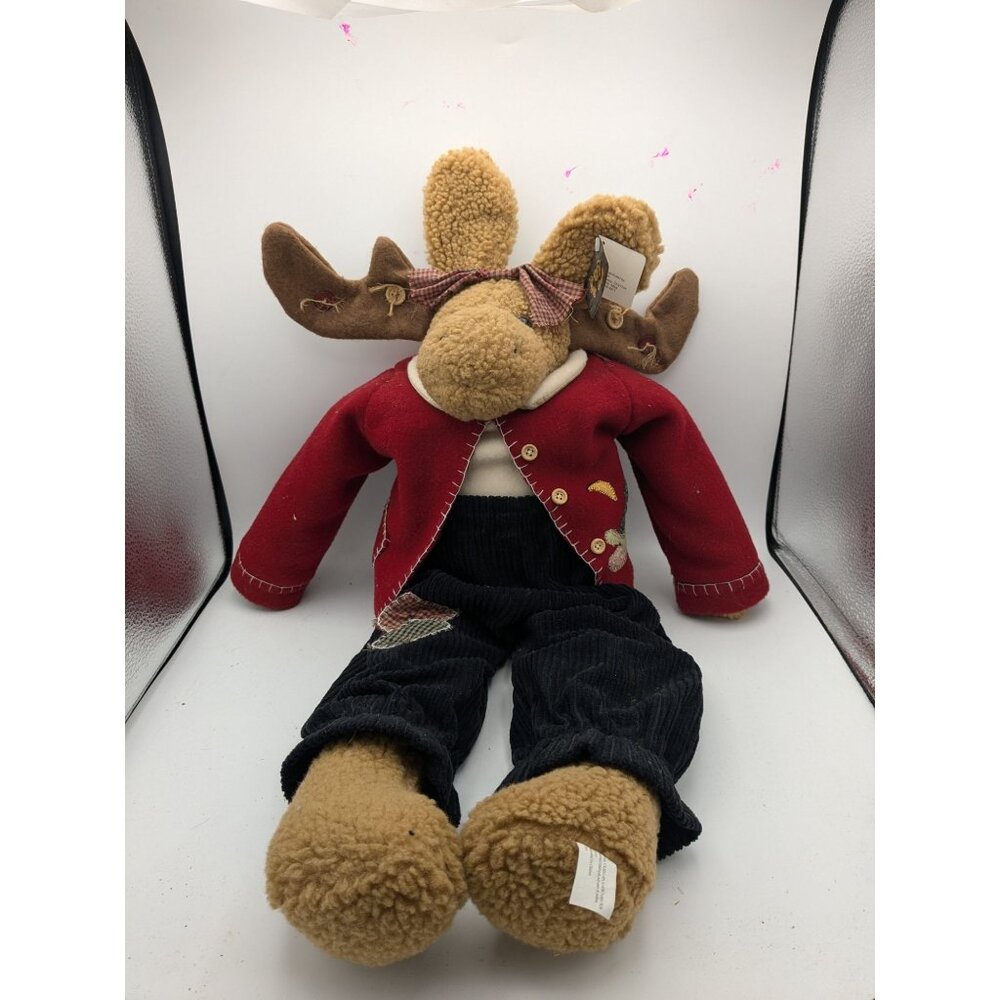 Vintage Pacific Craft Moose With Christmas Sweater Stuffed Animal 27"